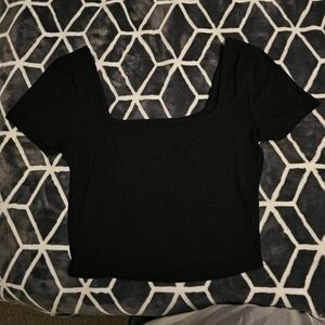 Bozzolo Black Square Neck Crop Top
